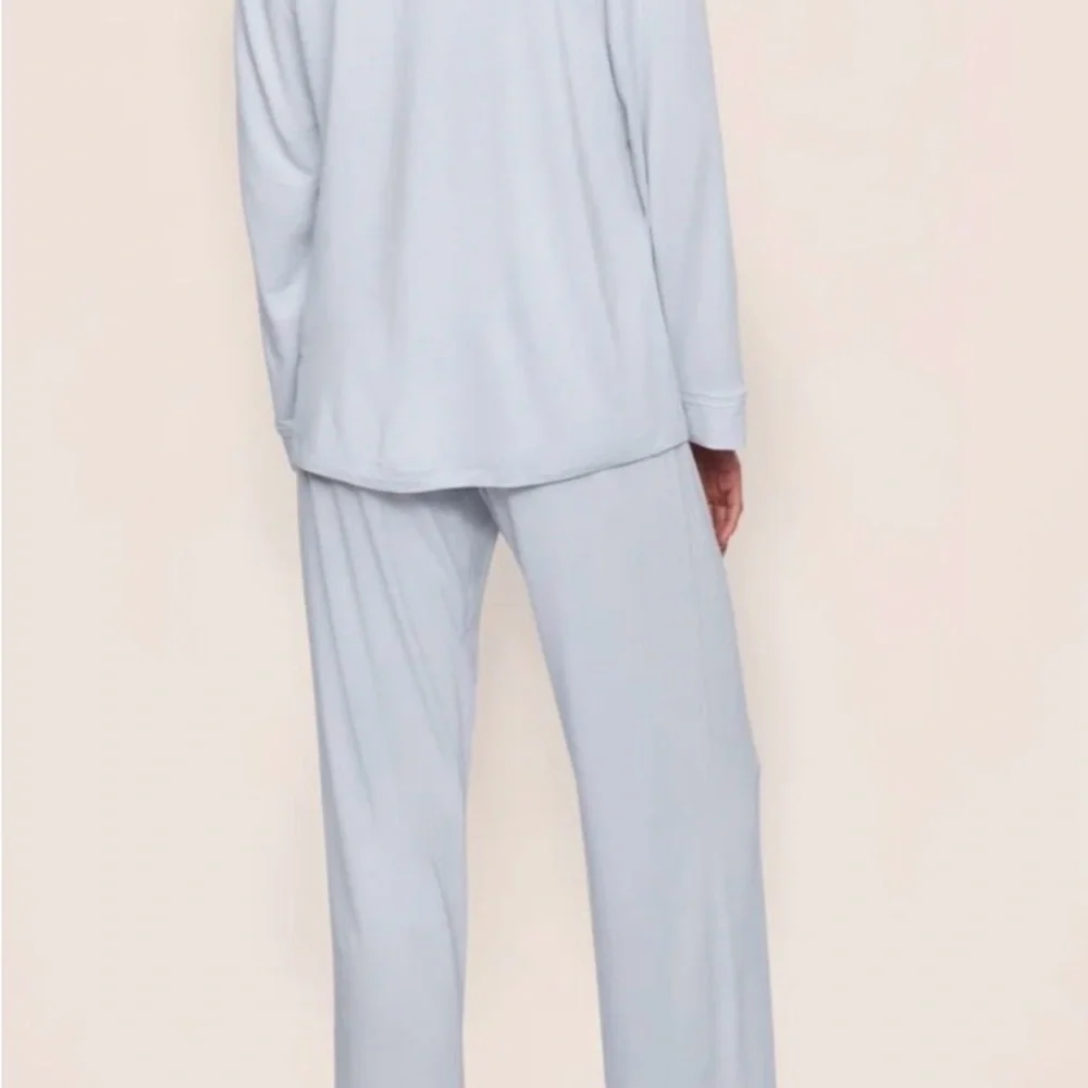 Eberjey Gisele Ice Blue/Ivory Pajama Set - Picture 2 of 6